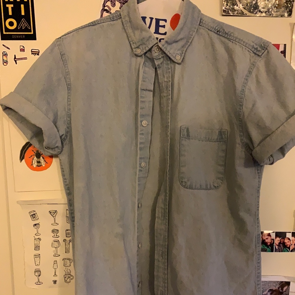 Copy - Hip Short Sleeve Top Man Denim Shirt
